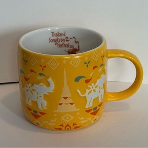 2016 Starbucks Coffee Mug Thailand Songkran Festival Yellow Embossed Elephants